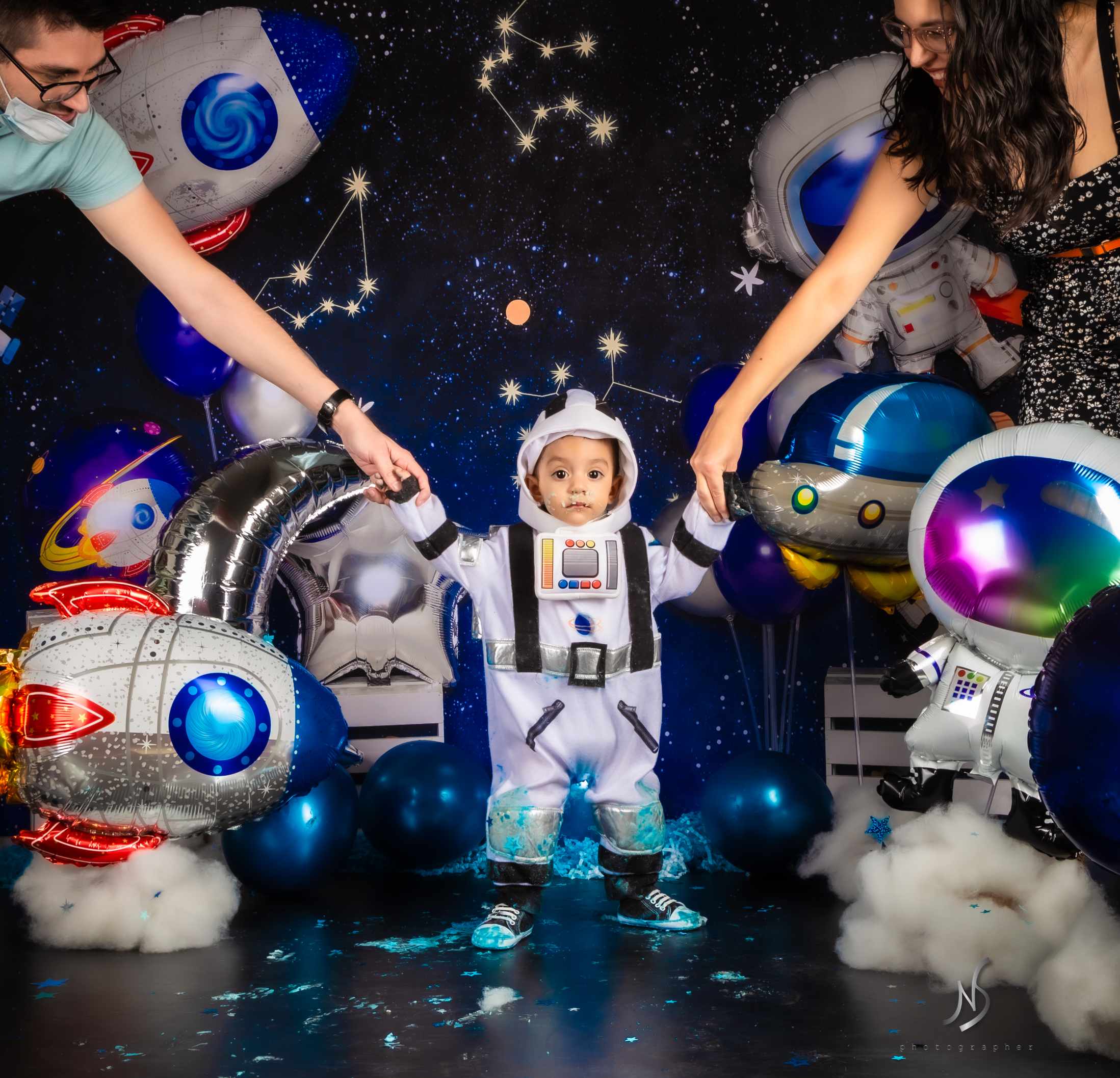 Kate Astronaute Univers Cake Smash Toile de fond conçu par Emetselch - Kate Backdrop FR