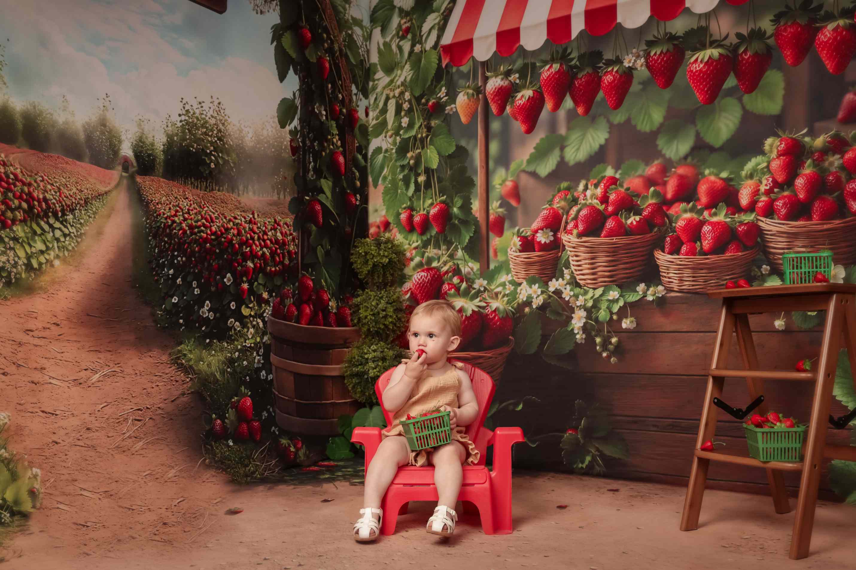 Kate Printemps Marché aux Fraises Panier Ensemble de chambre - Kate Backdrop FR