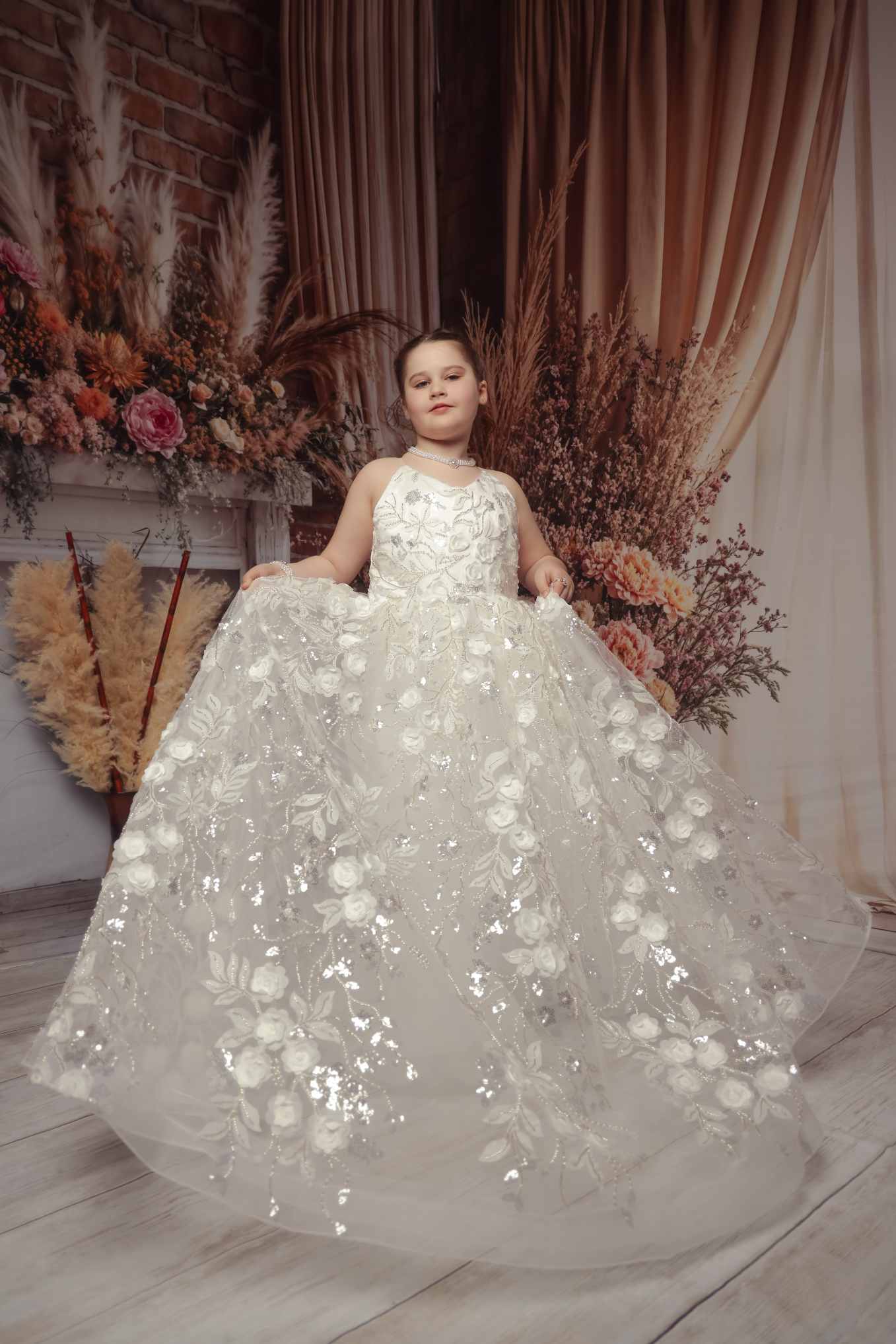 Kate Printemps/Été Blanc Robe de soirée Enfant Pour la Photographie - Kate Backdrop FR