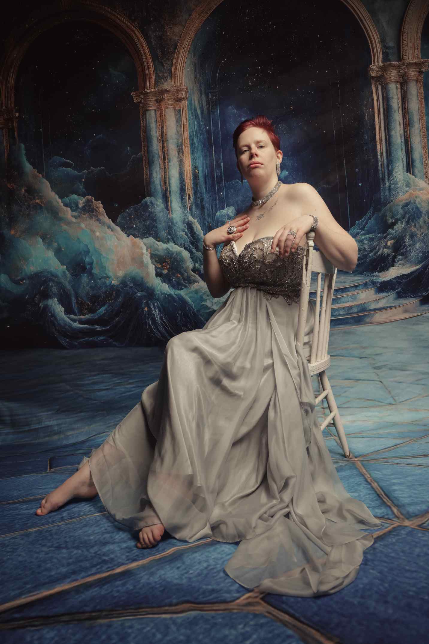 Kate Sweep Mur-à-Sol Océan Fantaisie Arche Bleu Toile de fond conçue par Lidia Redekopp - Kate Backdrop FR