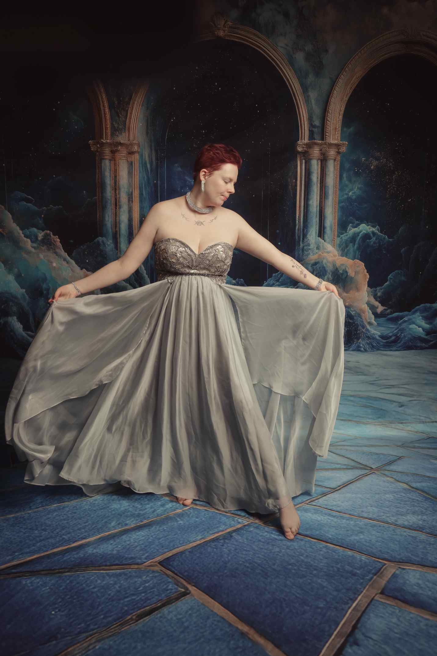 Kate Sweep Mur-à-Sol Océan Fantaisie Arche Bleu Toile de fond conçue par Lidia Redekopp - Kate Backdrop FR