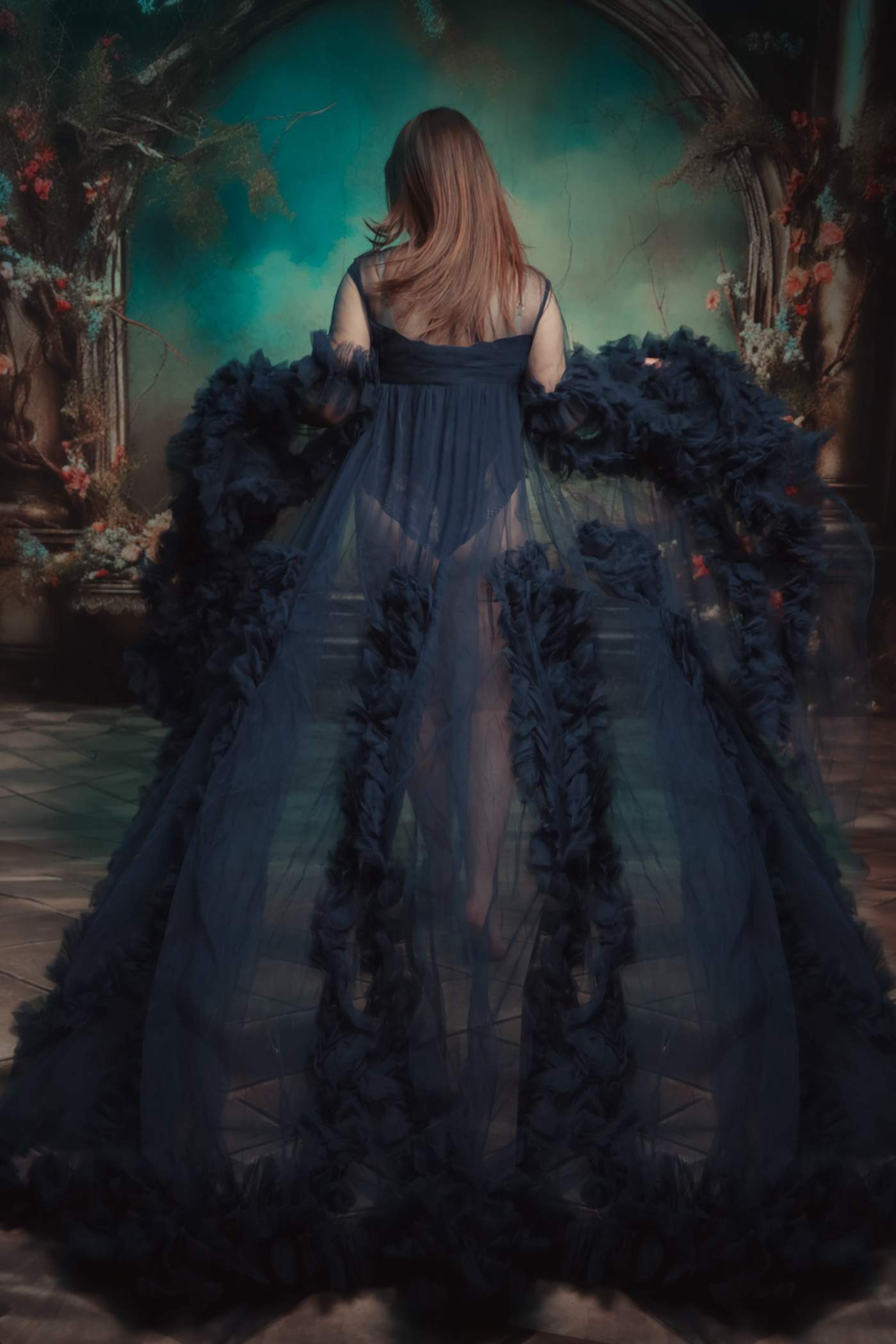 Kate Maille Col en V Manches longues Robe de Grossesse pour Séance Photo - Kate Backdrop FR