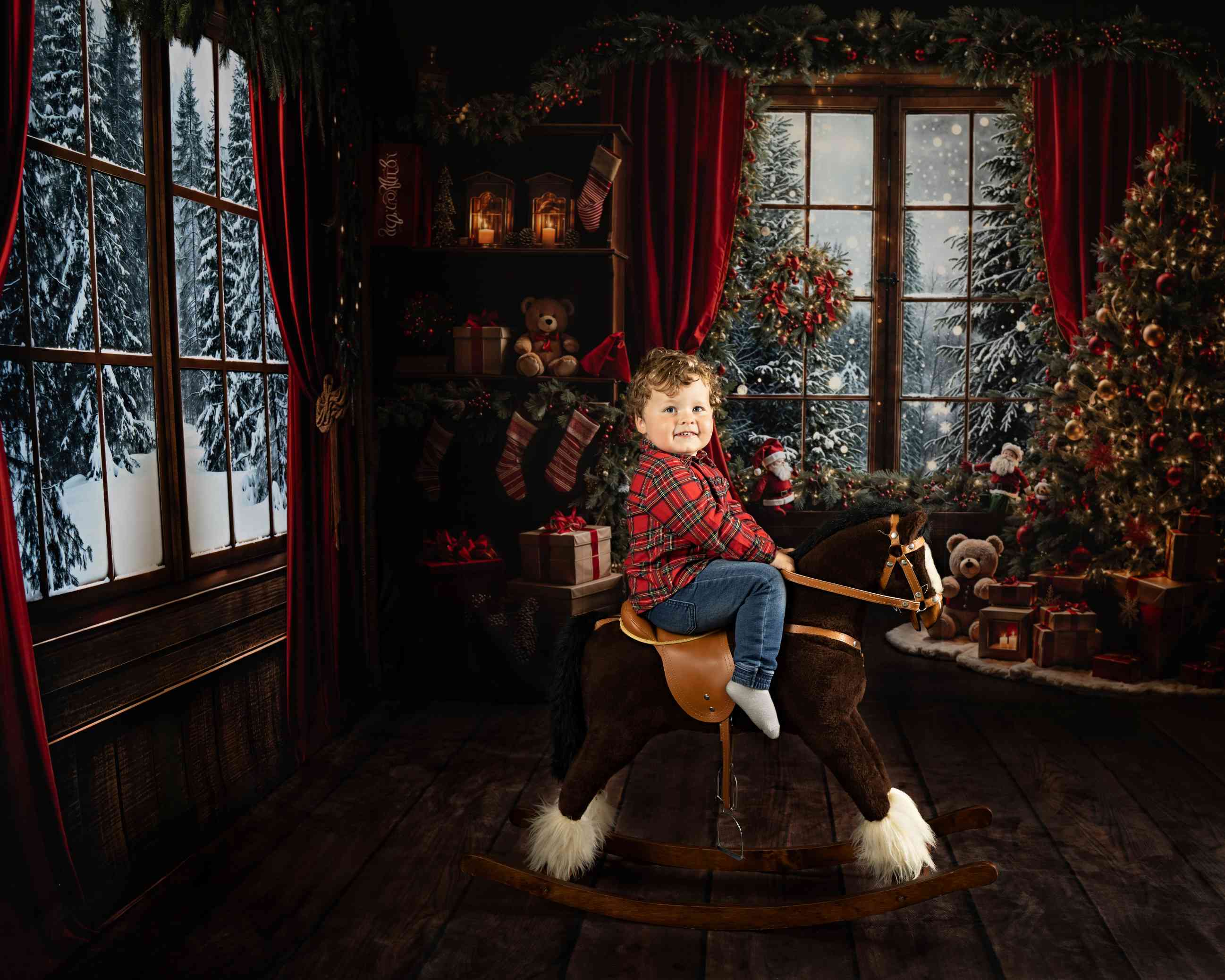 Offres Éclair-Kate Noël Rideau Rouge Fenêtre Cadeaux Ensemble de chambre (8pix8pi&10pix8pi&8pix10pi) - Kate Backdrop FR