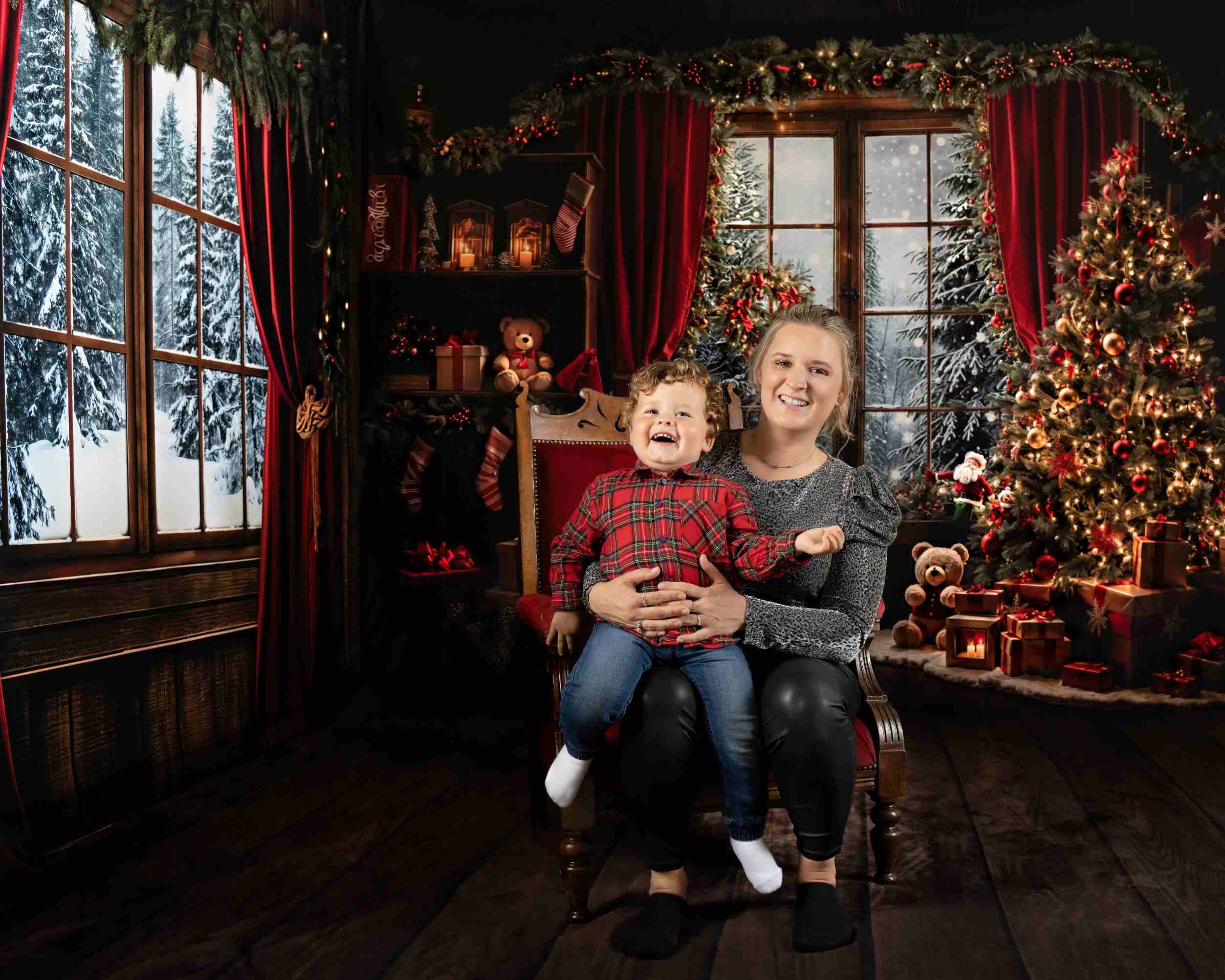 Offres Éclair-Kate Noël Rideau Rouge Fenêtre Cadeaux Ensemble de chambre (8pix8pi&10pix8pi&8pix10pi) - Kate Backdrop FR