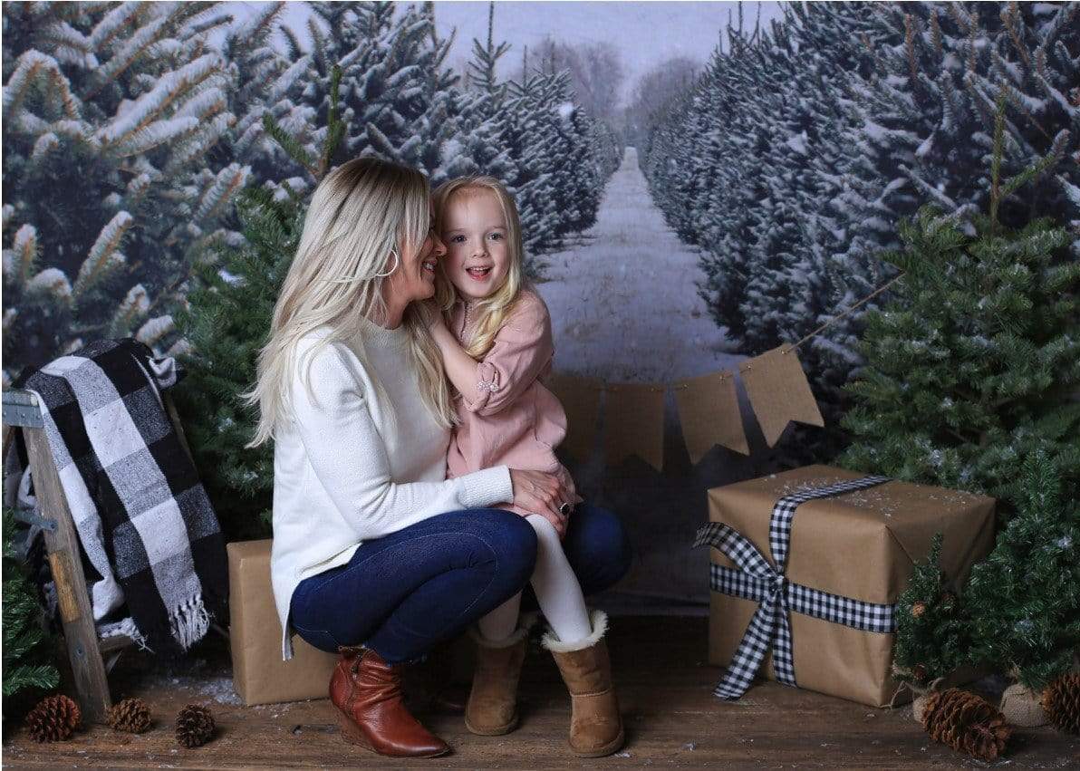 Katebackdrop£ºKate Christmas Pines Tree Farm Path Backdrop for Photography