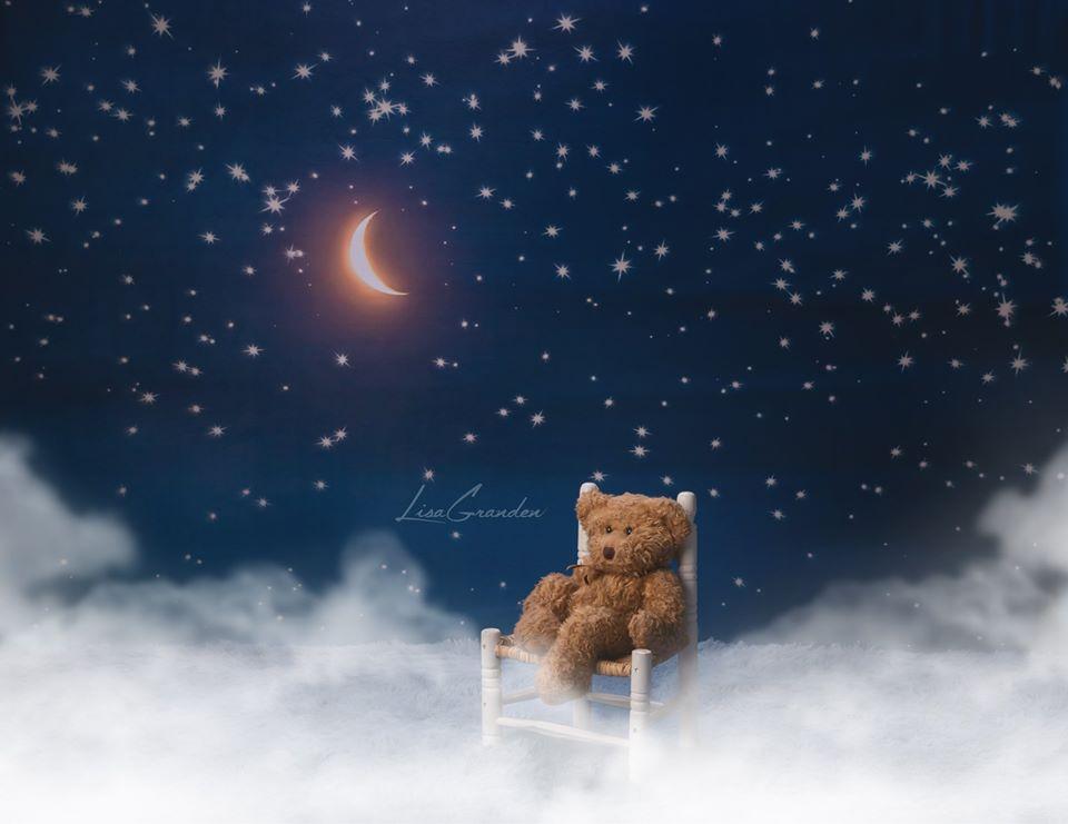 Kate Lune & Étoiles Nuit Enfants Toile de fond conçue par Lisa Granden