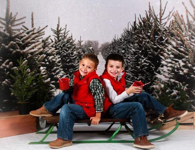 Katebackdrop£ºKate Christmas Pines Tree Farm Path Backdrop for Photography