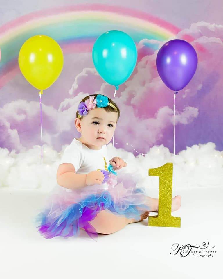 Kate Arc-en-ciel Ciel Nuage Rose Aquarelle Toile de fond - Kate Backdrop FR