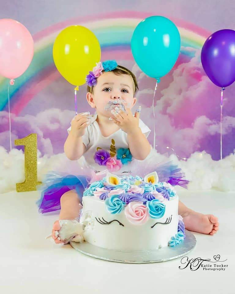 Kate Arc-en-ciel Ciel Nuage Rose Aquarelle Toile de fond - Kate Backdrop FR