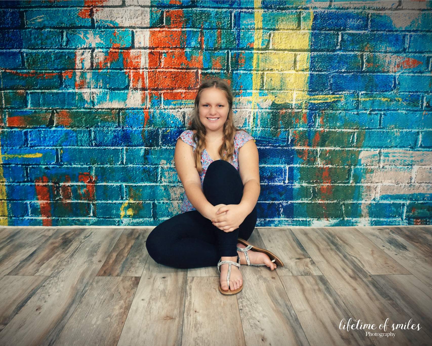 Kate Mur de briques Graffiti Bleu Toile de fond pour la photographie - Kate Backdrop FR