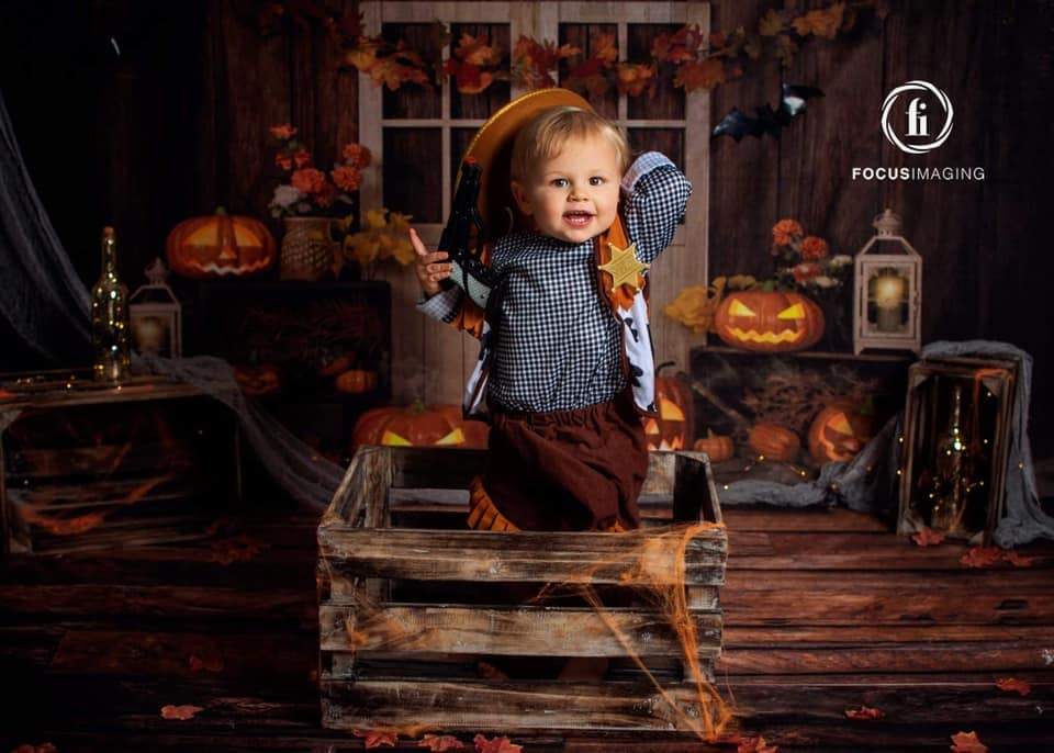 Kate Lumières Citrouilles Automne Halloween Toile de fond conçue par Jia Chan Photographie - Kate Backdrop FR