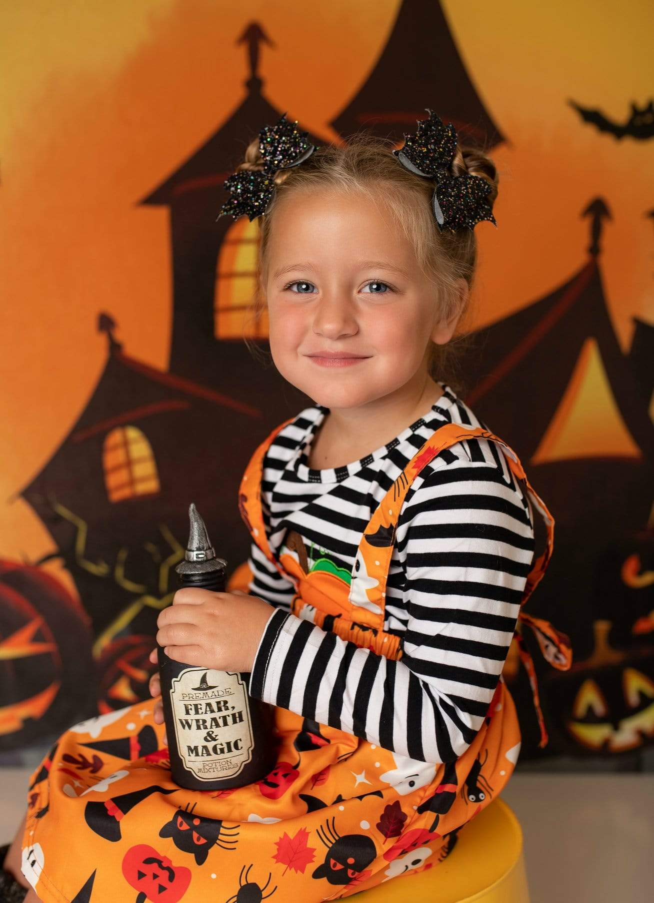 Kate Halloween Citrouilles Sorcière Maison Toile de fond conçue par Chain Photographie - Kate Backdrop FR