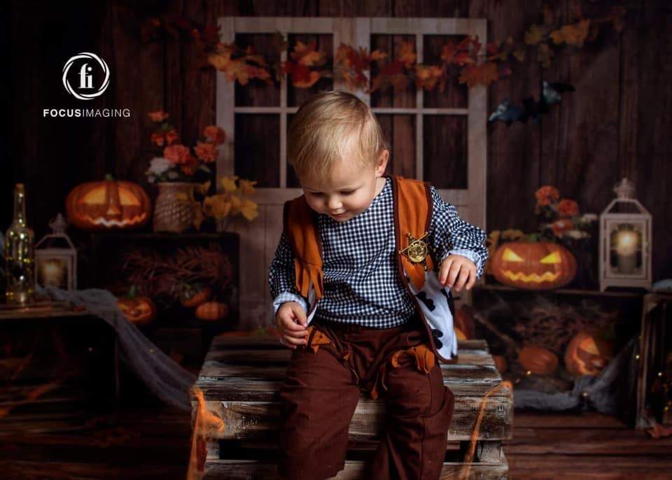 Kate Lumières Citrouilles Automne Halloween Toile de fond conçue par Jia Chan Photographie - Kate Backdrop FR