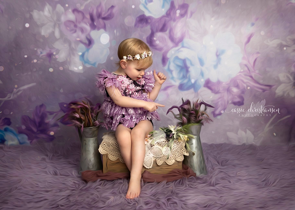 Kate Rétro Flou Bokeh Fleurs Violet Toile de fond conçue par JFCC - Kate Backdrop FR