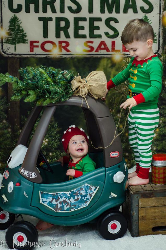 Kate Sapin de Noël Arbres Vert Toile de fond pour la photographie - Kate Backdrop FR