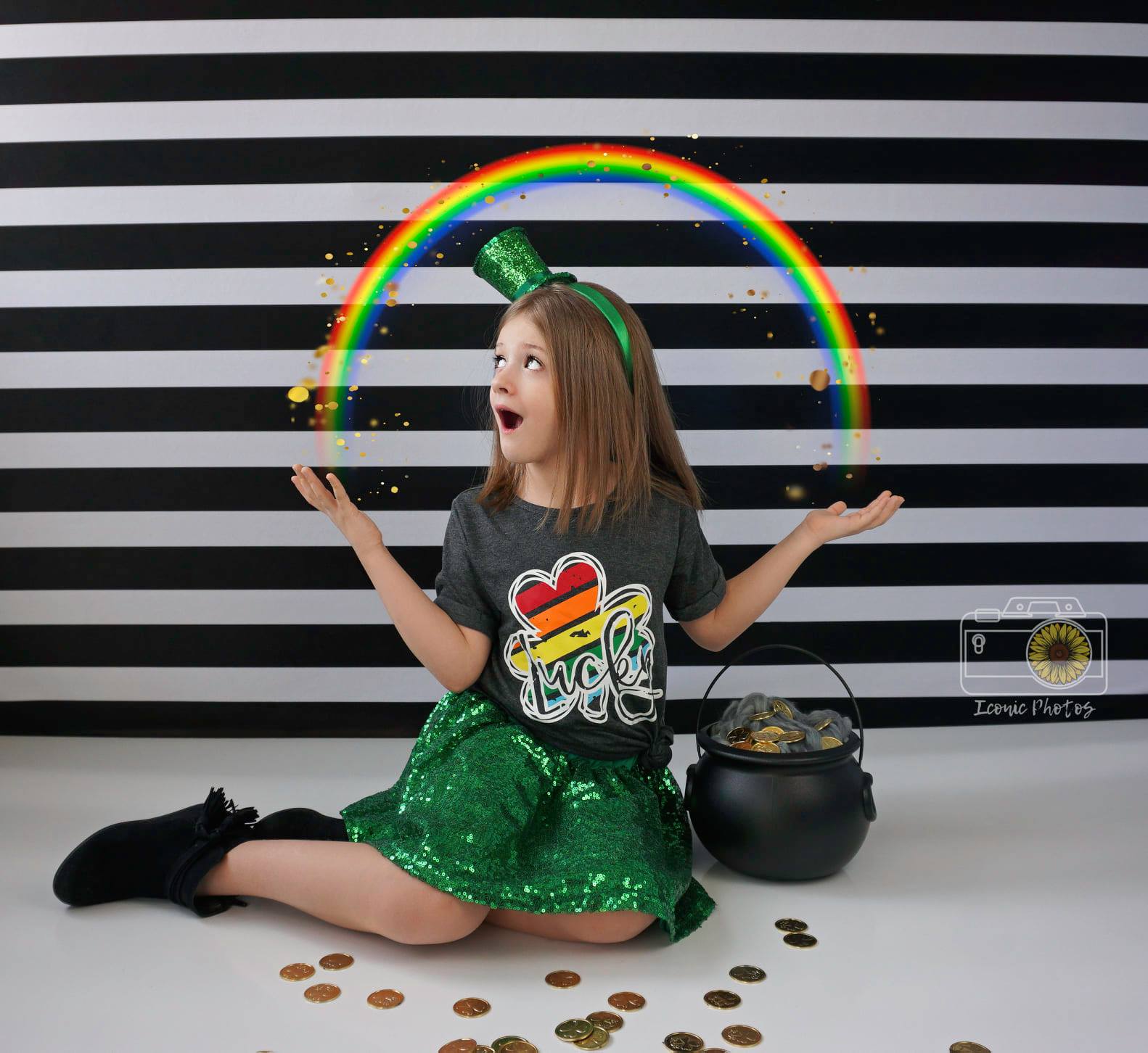 Kate Rayures Noir & Blanc Fête Anniversaire Toile de fond pour la photographie - Kate Backdrop FR