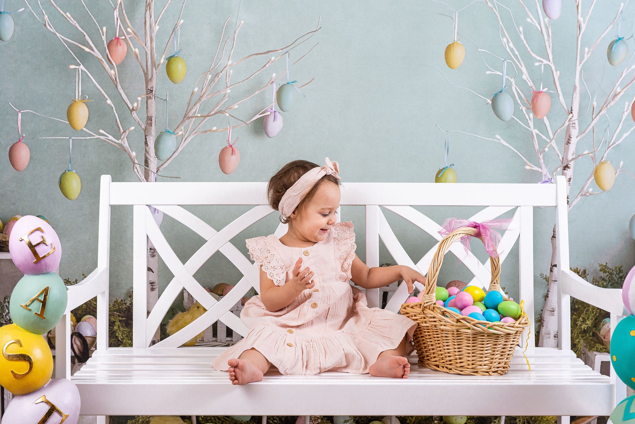 Kate Lapins Oeufs Pâques Toile de fond conçue par Mandy Ringe - Kate Backdrop FR