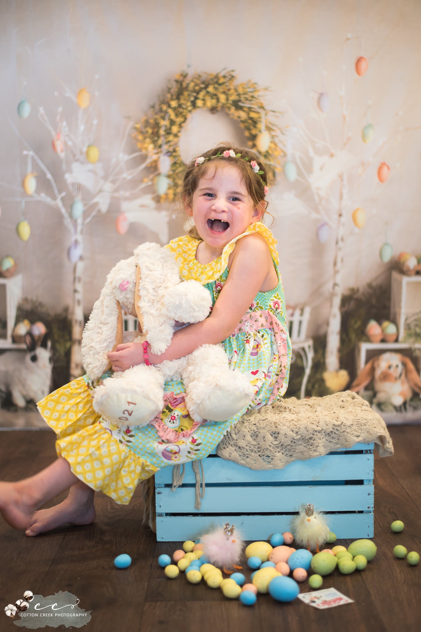 Kate Décor Arbres Lapins Oeufs Pâques Toile de fond conçu par Mandy Ringe - Kate Backdrop FR