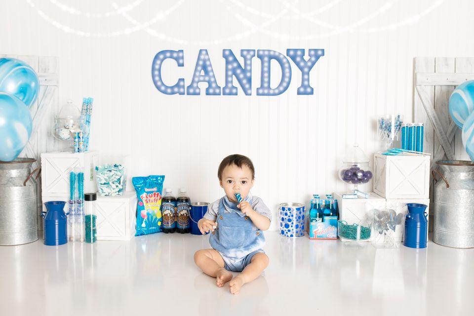 Kate Bleu Enfants Anniversaire Cake smash Toile de fond conçue par Pine Park Collection - Kate Backdrop FR