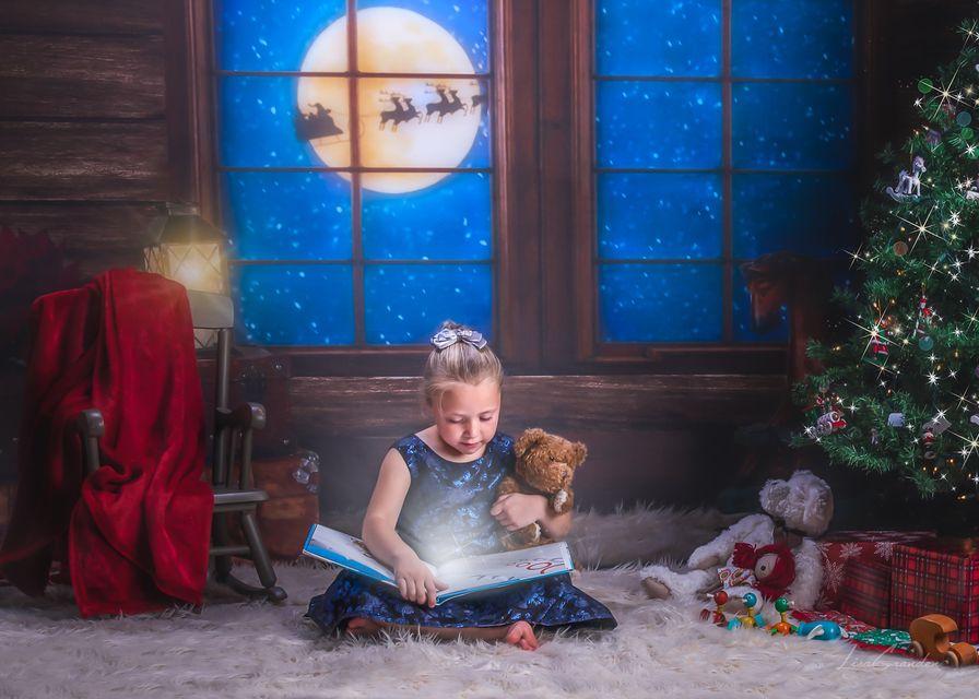 Kate Arbre de Noël Santa toile de fond pour la photographie conçu par Lisa Granden - Kate Backdrop FR