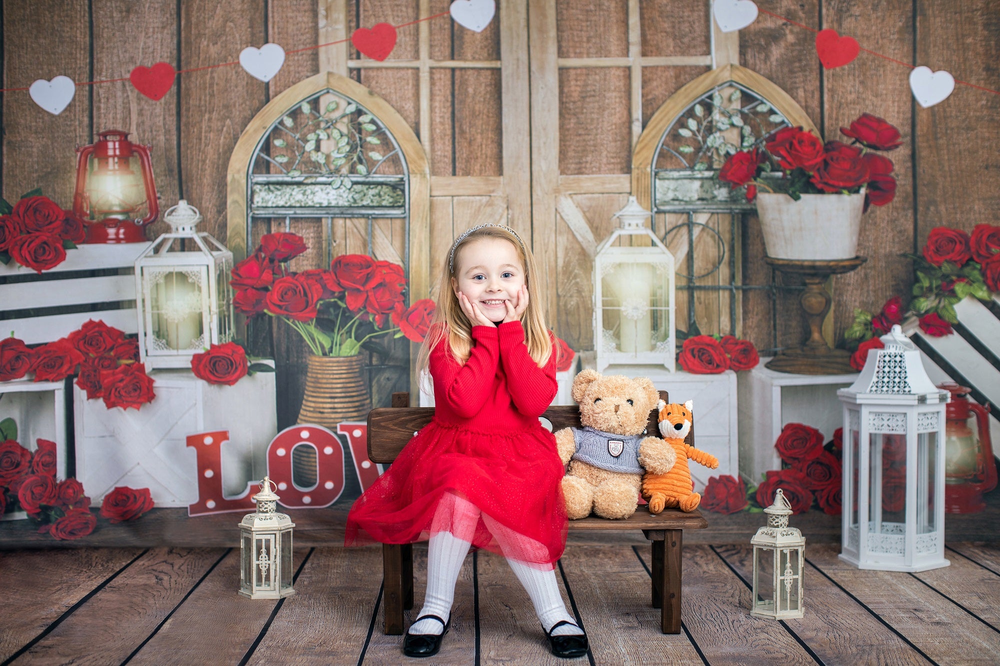 Kate Roses Amour Saint-Valentin Mur en bois Toile de fond conçu par Emetselch - Kate Backdrop FR