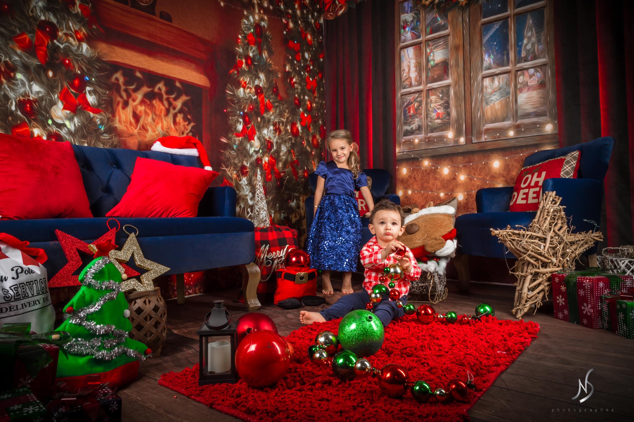 Kate Hiver Cheminée Sapin de Noël Ensemble de chambre (8pix8pi&10pix8pi&8pix10pi) - Kate Backdrop FR