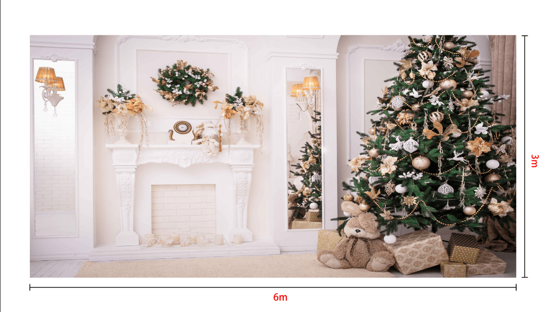 Katebackdrop¡êoKate Christmas Tree Decoration Fireplace Backdrop Studio Props