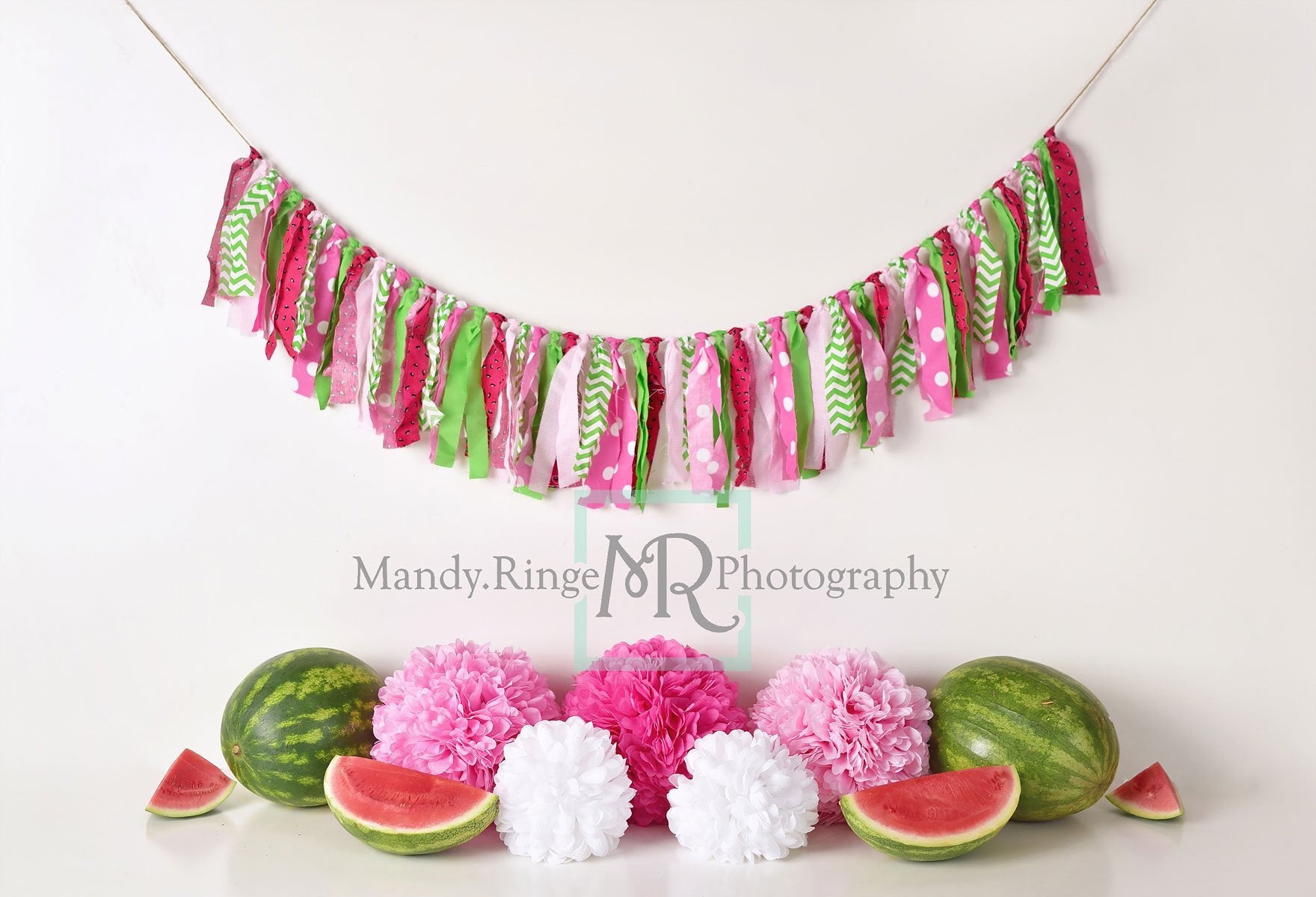 Kate Toile de fond d'anniversaire de pastèque rose et verte d'été pour la photographie conçue par Mandy Ringe Photographie