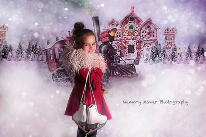 Kate Noël Train polaire Neige Hiver Toile de fond conçu par Mini MakeBelieve - Kate Backdrop FR