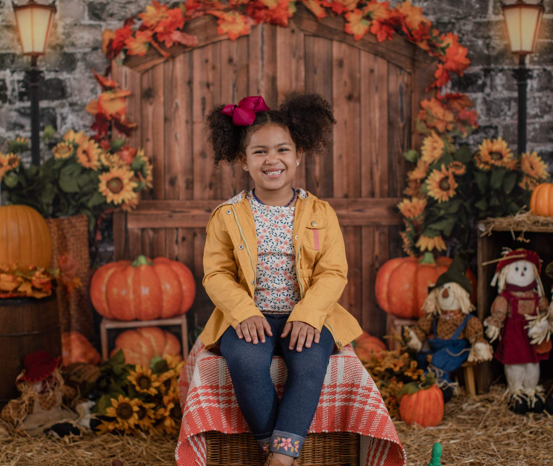 Kate Porte Grange Mur de brique Citrouille Automne Toile de fond conçue par Emetselch - Kate Backdrop FR