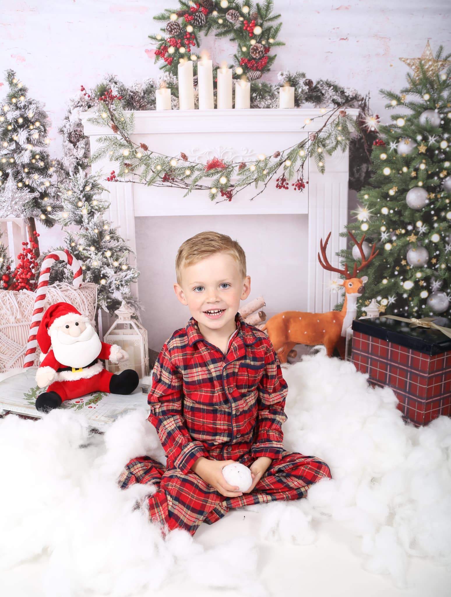 Kate Cheminée Noël Boho Blanc Wapiti Toile de fond conçue par Emetselch - Kate Backdrop FR