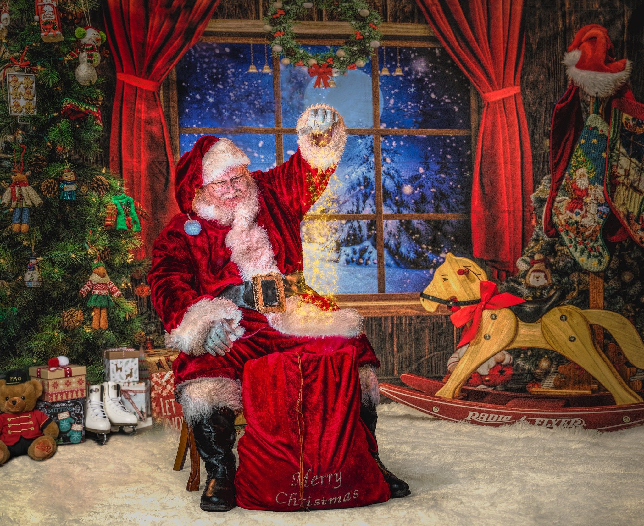 Kate Fenêtre Arbres de Noël Rouge Toile de fond conçue par Chain Photographie - Kate Backdrop FR