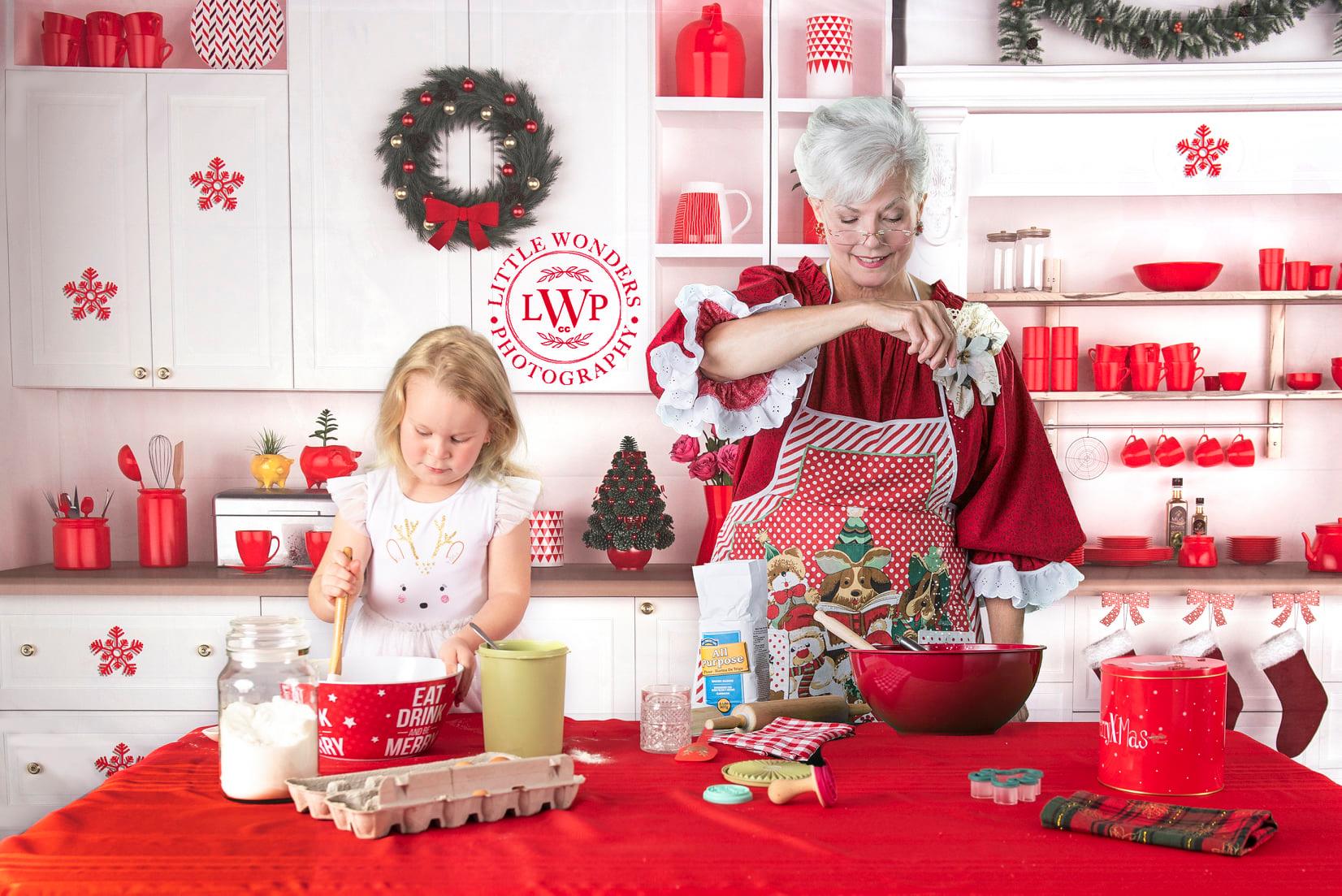 Kate Cuisine Blanc & Rouge Noël Toile de fond pour la photographie - Kate Backdrop FR