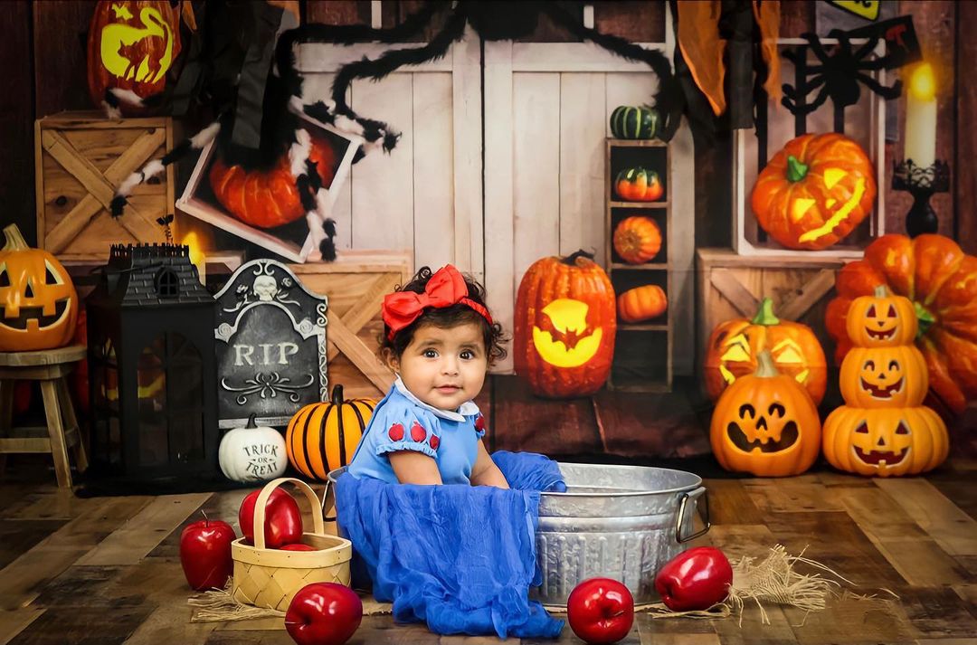 Kate Halloween Automne Citrouille Araignée Toile de fond conçu par Emetselch - Kate Backdrop FR
