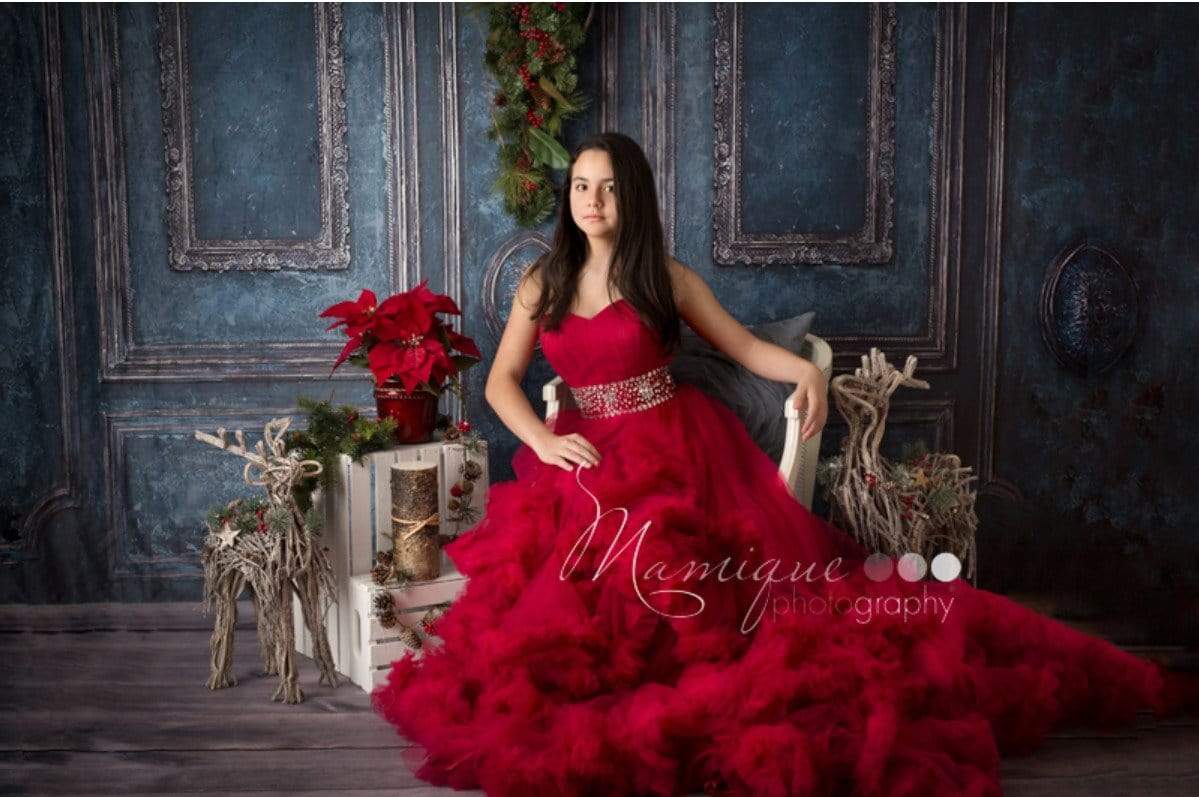 Kate Rétro Bleu Mur Porte Mariage Toile de fond pour la photographie - Kate Backdrop FR