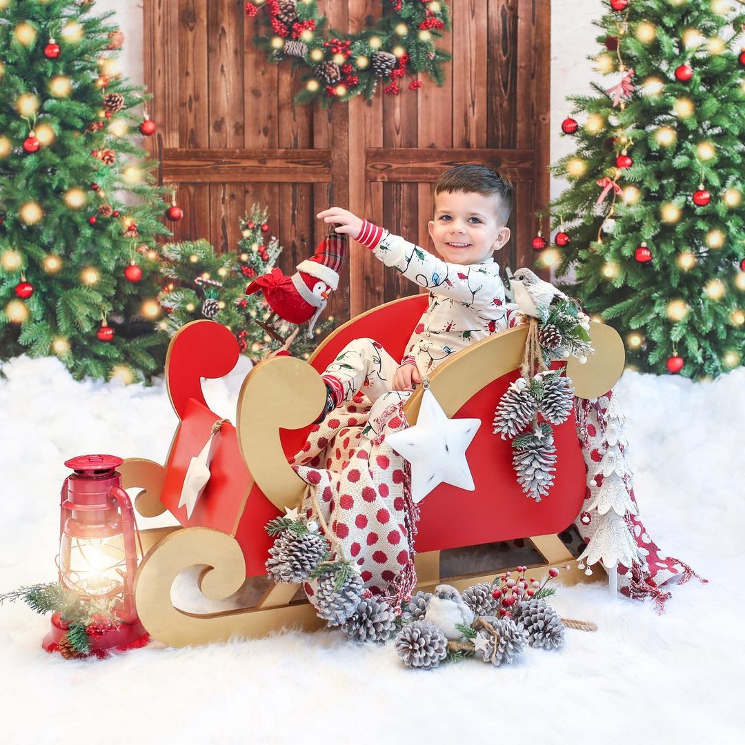 Kate Sapin de Noël Couronne Neige Hiver Toile de fond conçue par Emetselch - Kate Backdrop FR