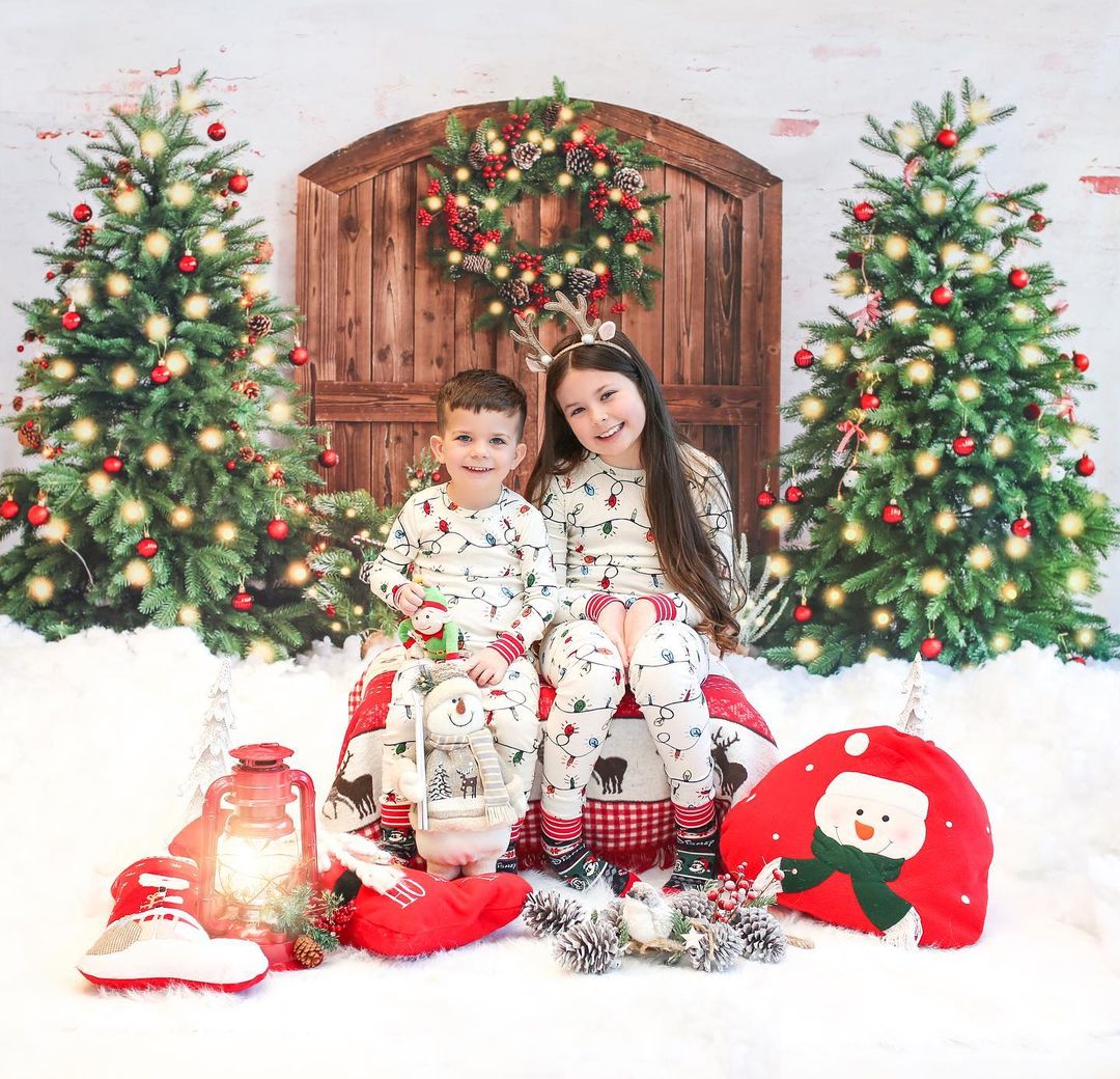 Kate Sapin de Noël Couronne Neige Hiver Toile de fond conçue par Emetselch - Kate Backdrop FR