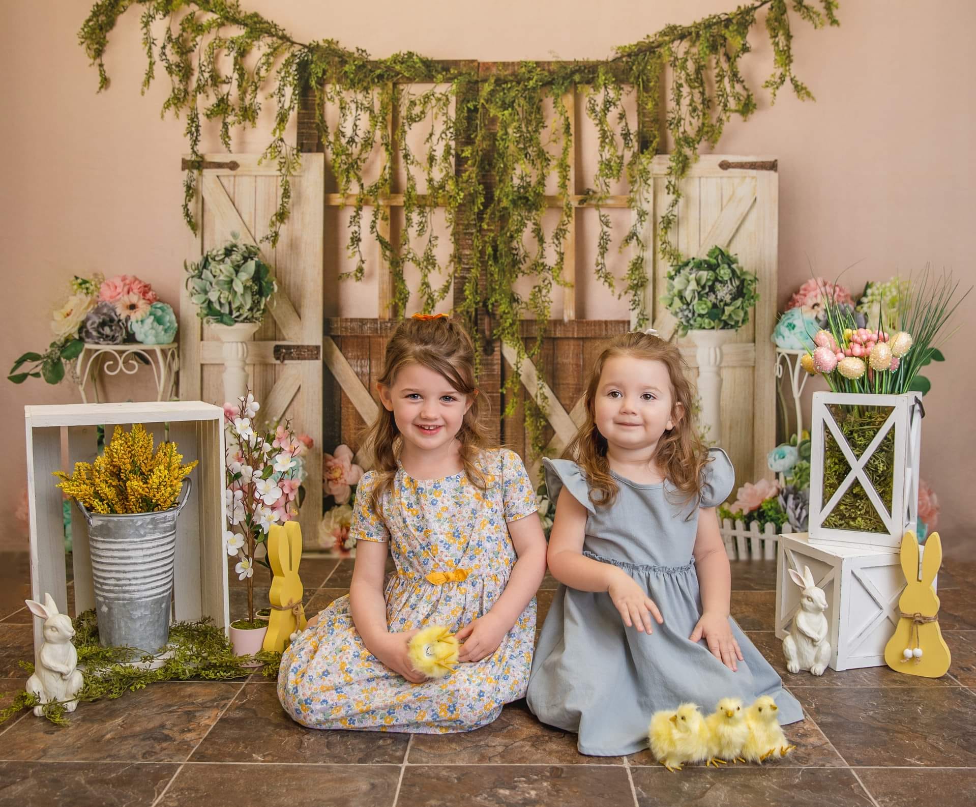 Kate Pastel Rustique Printemps Floral Toile de fond Conçu par Mandy Ringe - Kate Backdrop FR