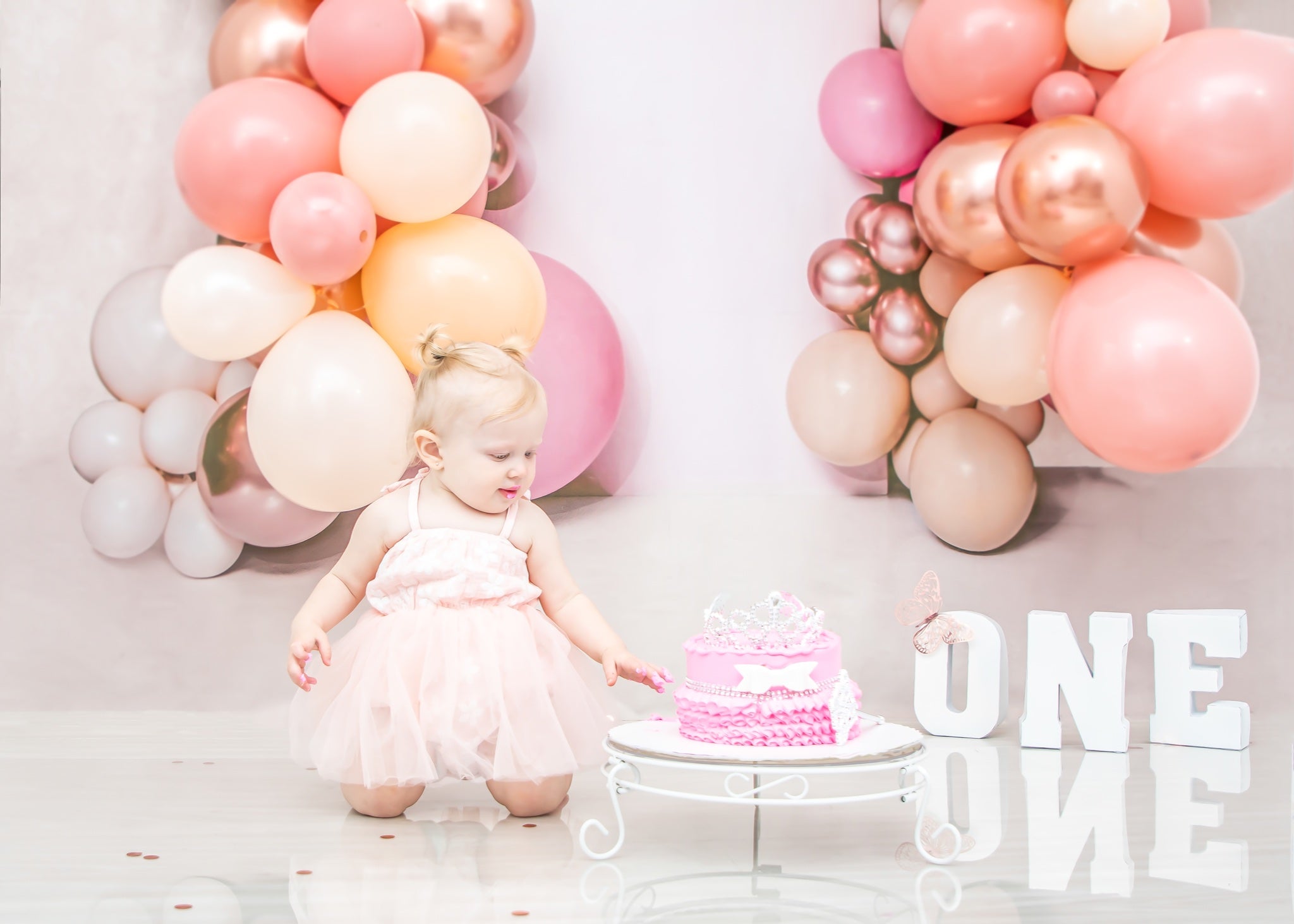 Kate Anniversaire Ballons Rose Toile de fond conçue par Uta Mueller Photographie - Kate Backdrop FR