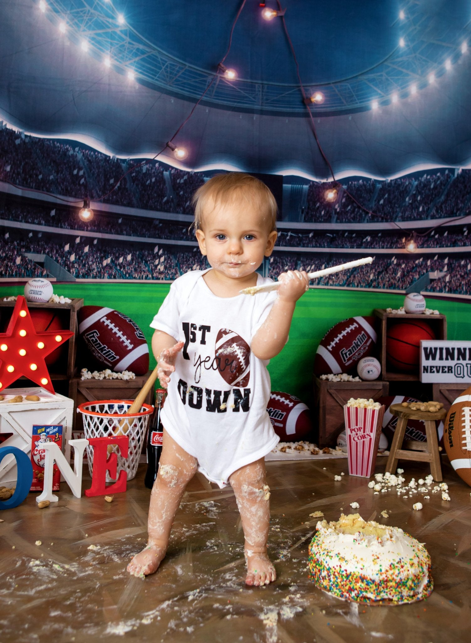 Kate Toile de fond de pop-corn de stade de sport conçue par Megan Leigh - Kate Backdrop FR