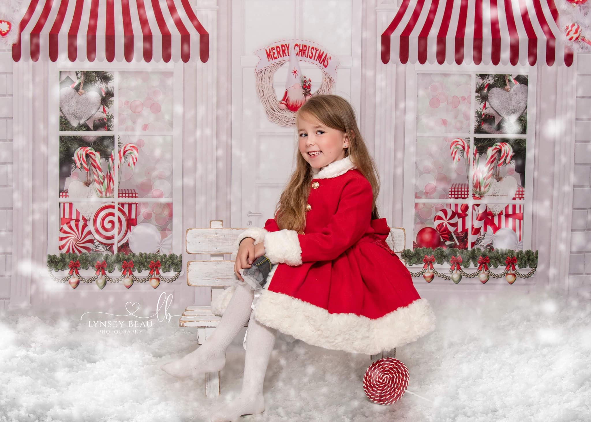 Kate Magasin de bonbons Noël Rose Blanc Toile de fond pour la photographie - Kate Backdrop FR