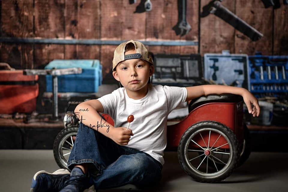 Kate Porte-outil Table Garage Bois Garçon Fête des pères Toile de fond pour la photographie - Kate Backdrop FR