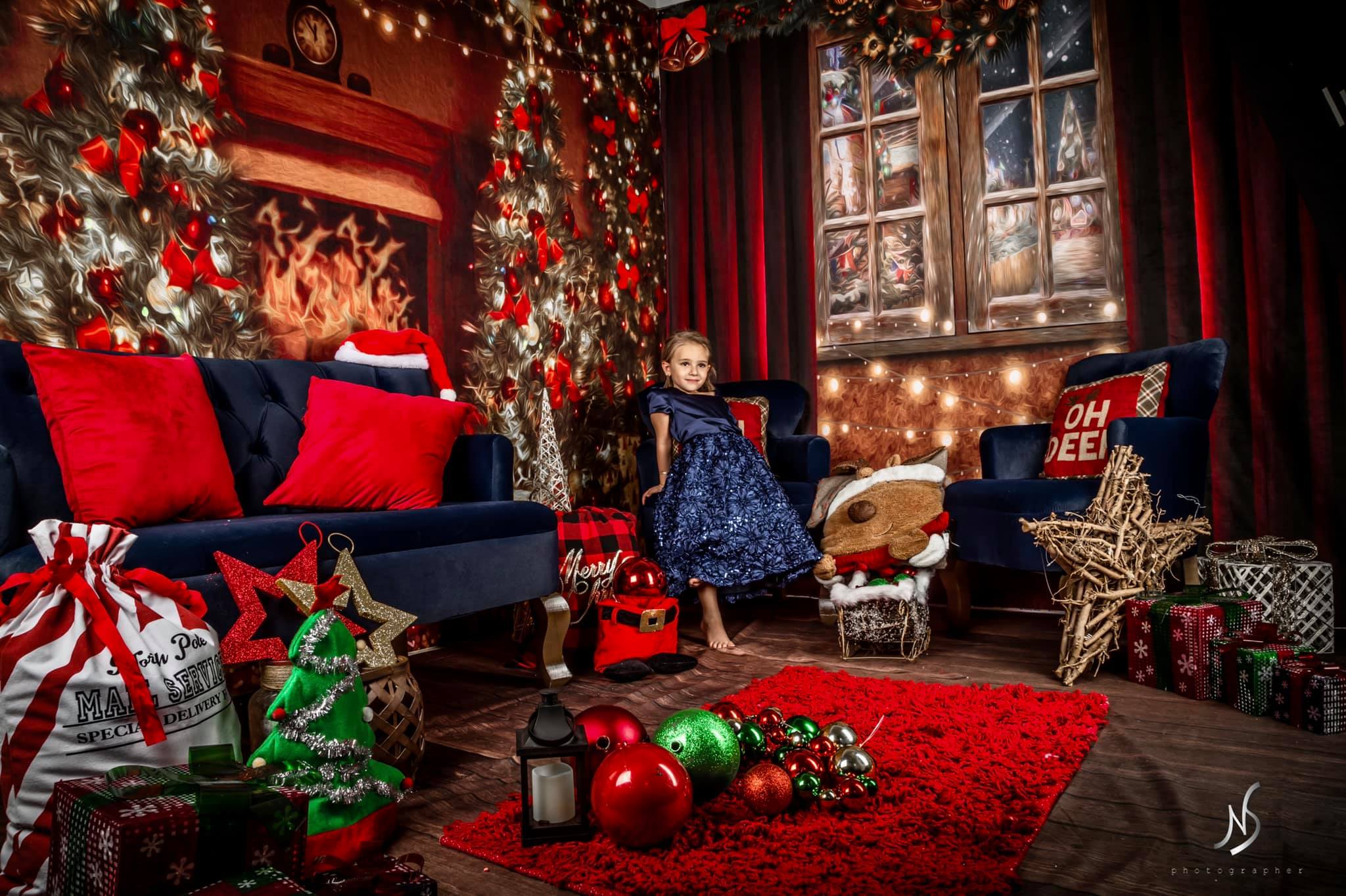 Kate Hiver Cheminée Sapin de Noël Ensemble de chambre (8pix8pi&10pix8pi&8pix10pi) - Kate Backdrop FR