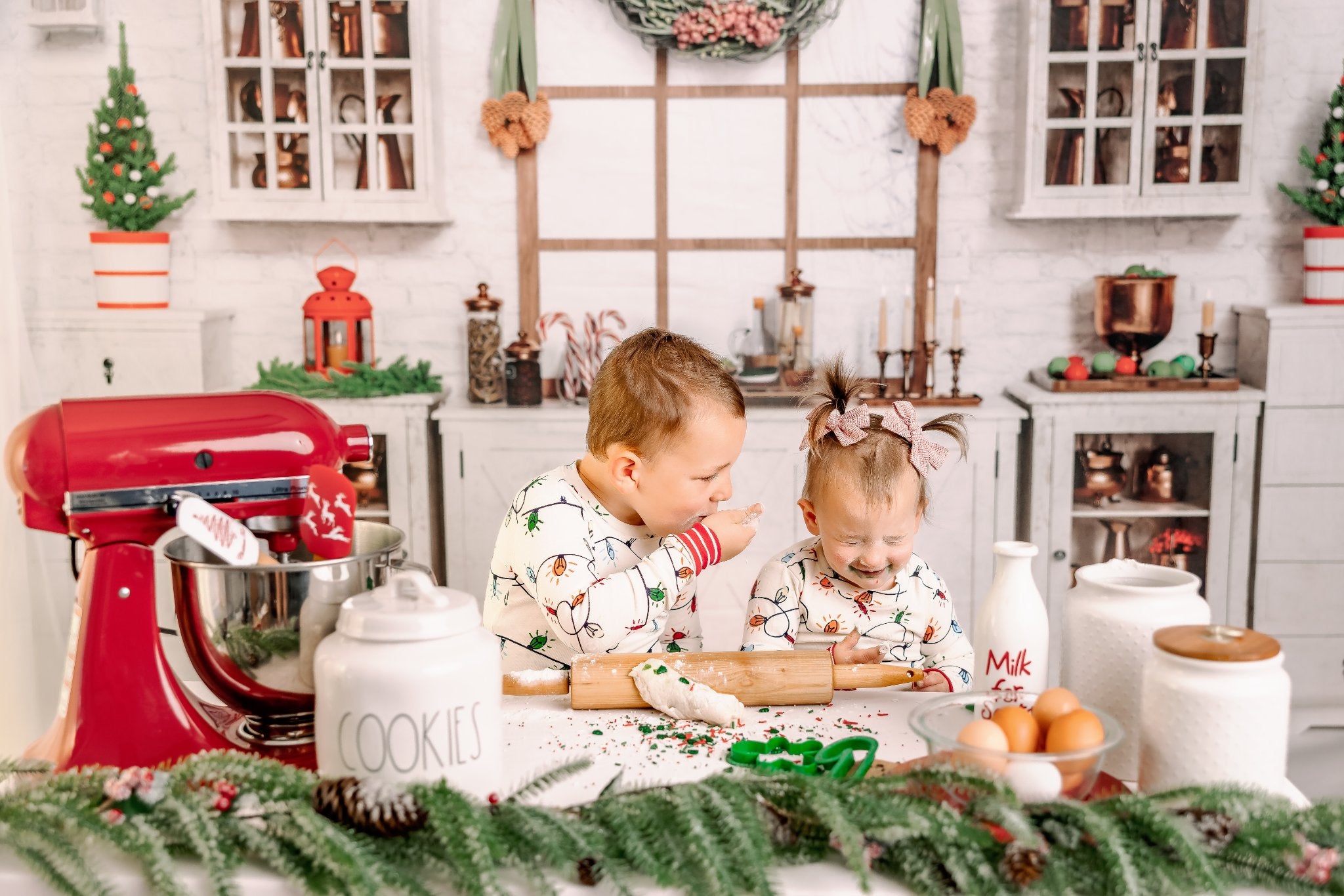 Kate Blanc Cuisine Noël Fenêtre Toile de fond pour la photographie - Kate Backdrop FR