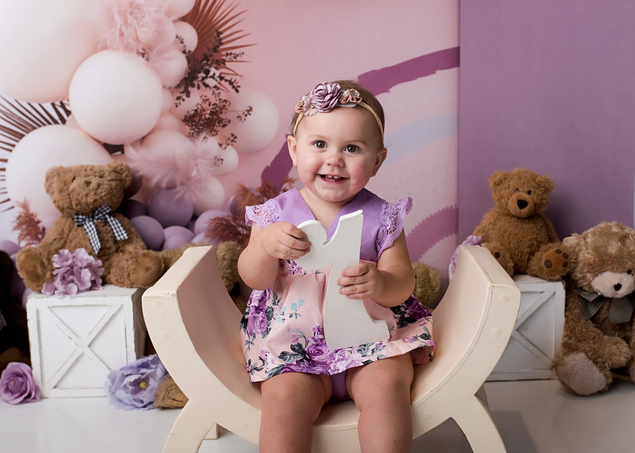 Kate Ballons Boho Violet Anniversaire Toile de fond conçue par Uta Mueller Photographie - Kate Backdrop FR