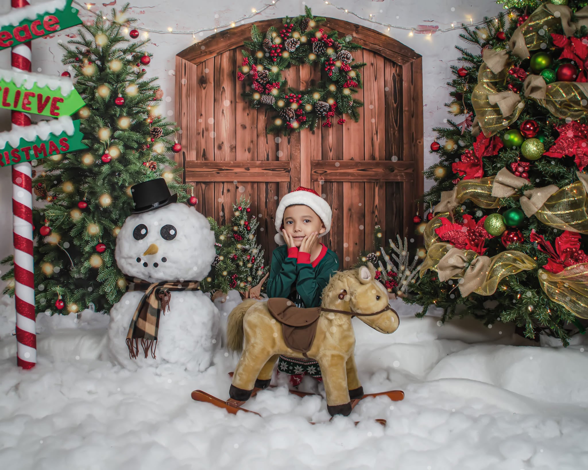 Kate Sapin de Noël Couronne Neige Hiver Toile de fond conçue par Emetselch - Kate Backdrop FR