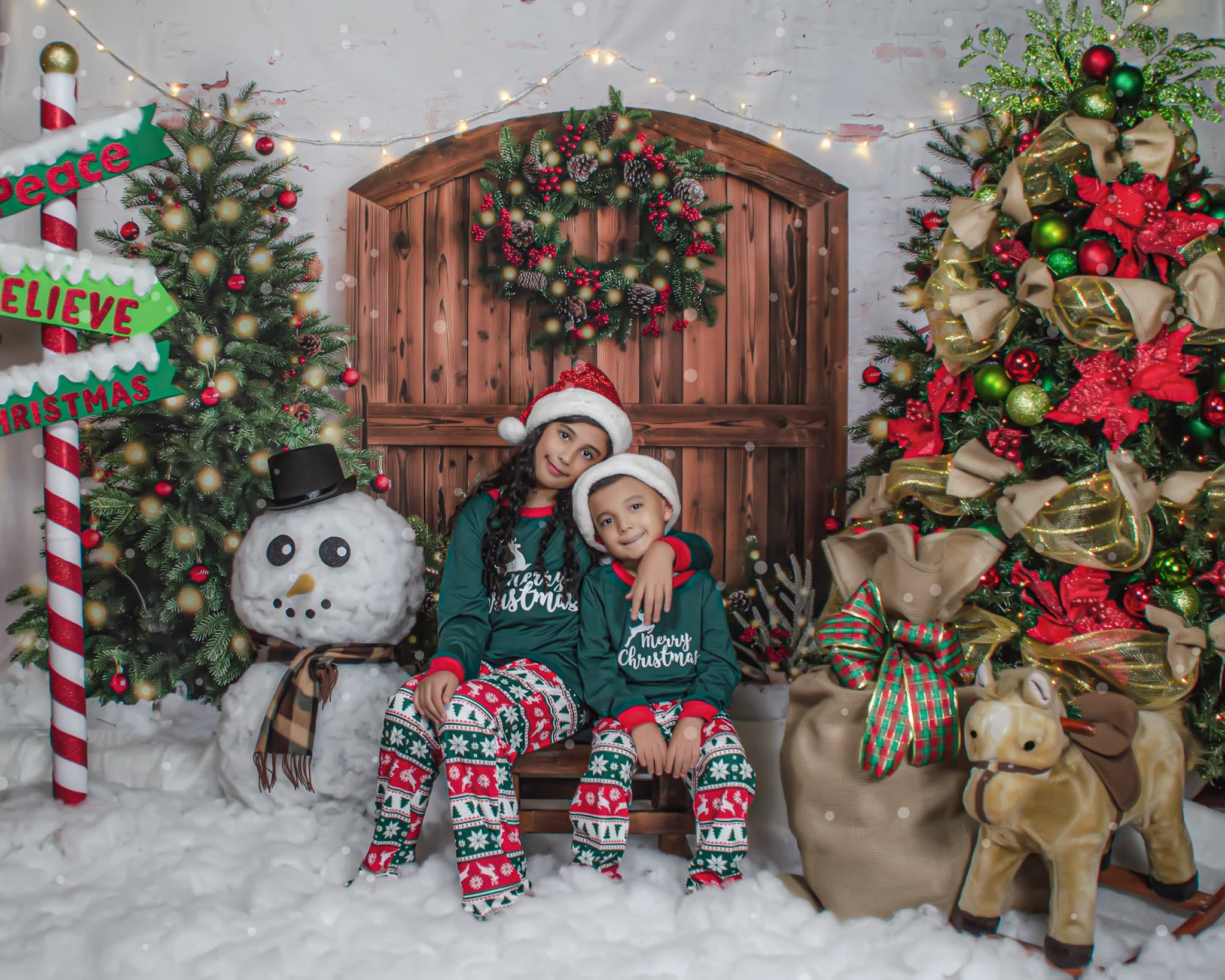 Kate Sapin de Noël Couronne Neige Hiver Toile de fond conçue par Emetselch - Kate Backdrop FR