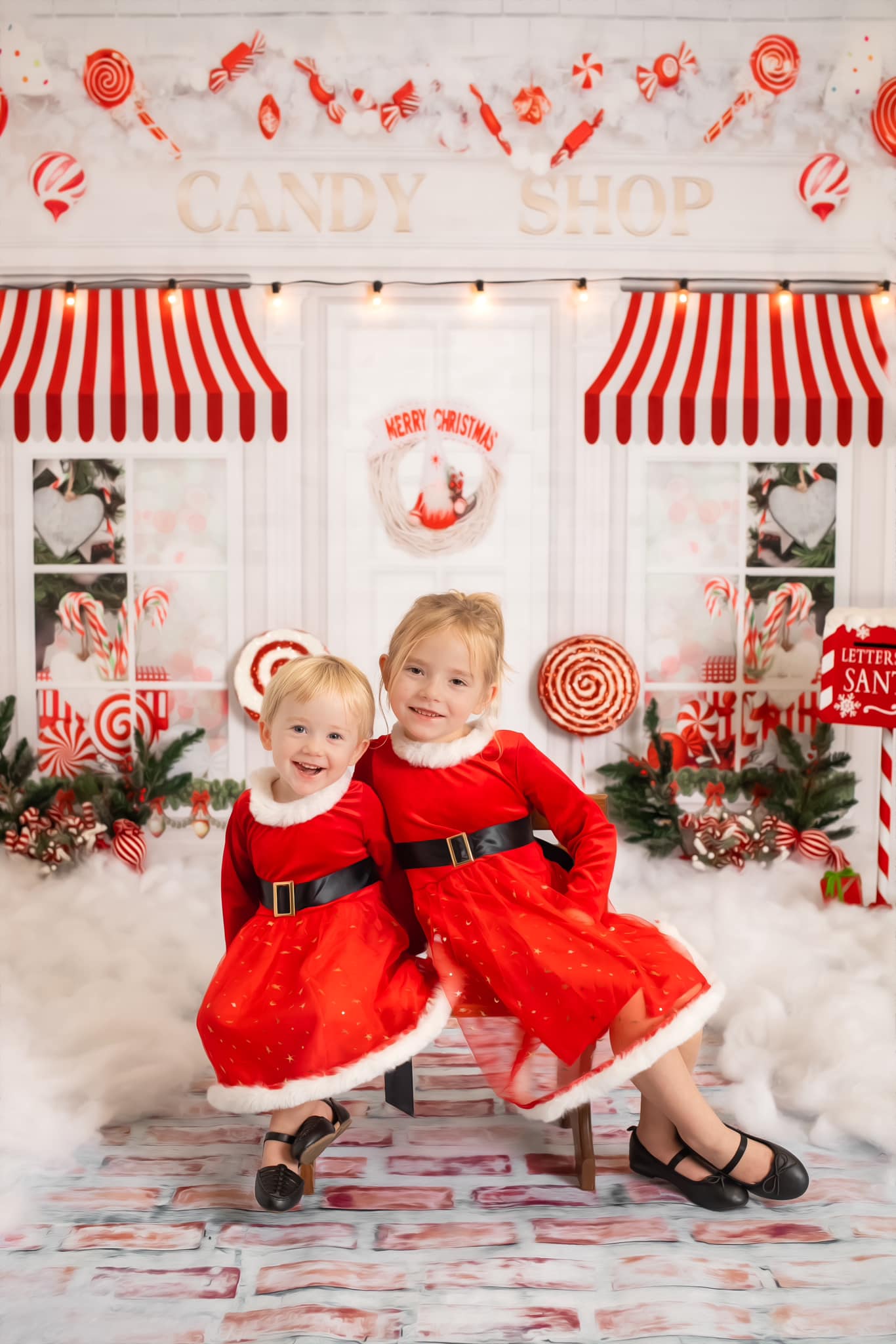 Kate Magasin de bonbons Noël Rose Blanc Toile de fond pour la photographie - Kate Backdrop FR