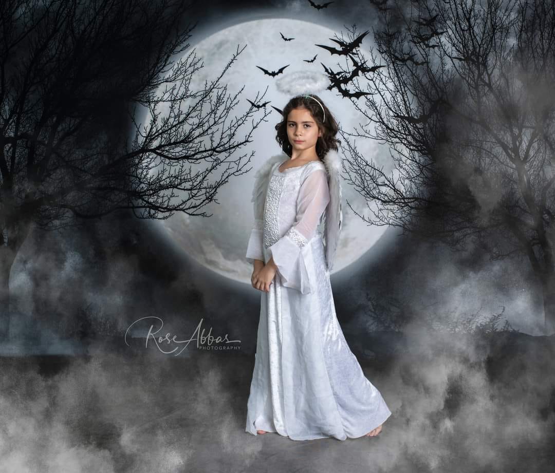 Kate Halloween Effrayant Pleine lune Nuit Toile de fond conçue par Rose Abbas - Kate Backdrop FR