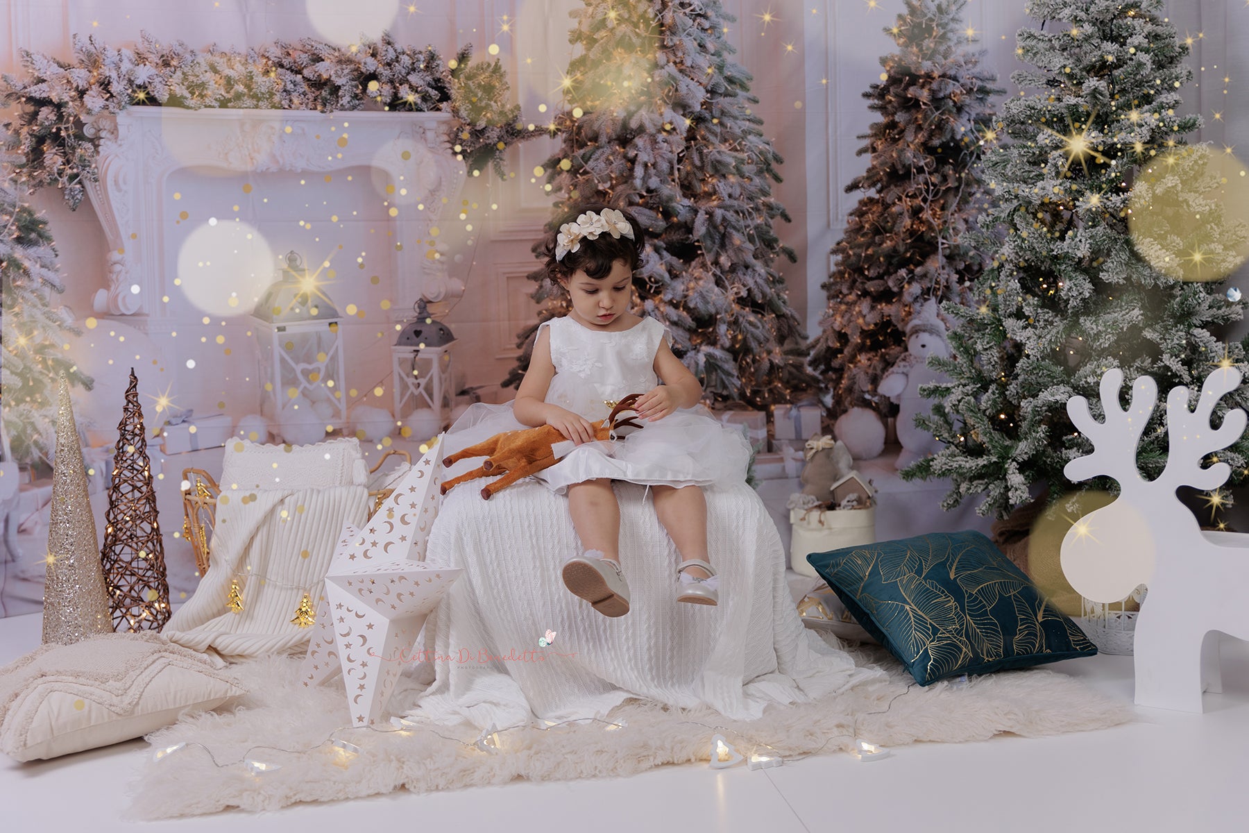 Kate Ours Sapin de Noël Arbre Cheminée Blanc Toile de fond pour la photographie - Kate Backdrop FR